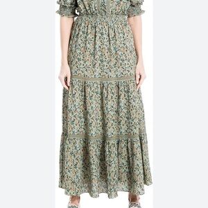 Max Studio Floral Maxi Dress - Green and Blue